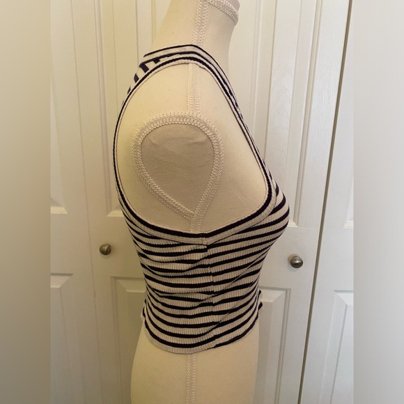 Garage Navy Blue & White Striped Tank Top Women’s Size Medium - Picture 3 of 5